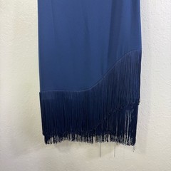 Trina Turk Alana navy swing size 6 mock pleat Elegant Navy Fringe Dress nwt