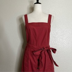 GAP Linen Blend Button-Front Apron Midi Dress, Size 8 Tall