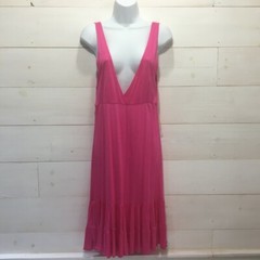 La Blanca by Rod Beattic Sun Dress Womens Medium Hot Pink Swim Cover Deep V-Neck
