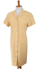 Evan Picone Yellow Linen/Silk Button Front Short Sleeve Dress Size 4