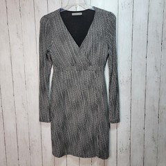 Athleta Black White Micro Dot Wrap It Up Faux Wrap Dress Women Size XS Comfort
