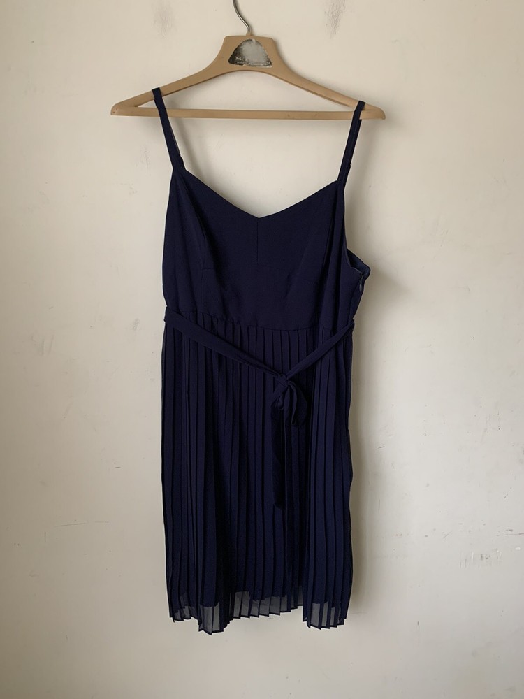 ModCloth Womens Dress Large Babydoll Slip Prom Empire Waist Fairy Pleated Blue