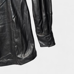 Jonathan Simkhai Eve Vegan Leather Mini Shirt Dress Soft 8 Black Button Up NWT