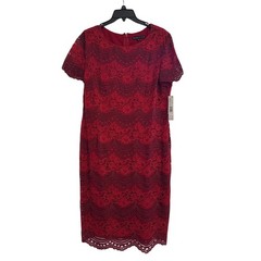 Preston & York Lace Sheath Dress Women&rsquo;s 14 Plus Red Lined Valentine&rsquo;s Day New