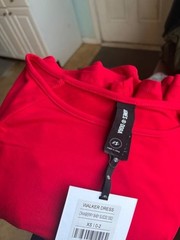 A&D Walker dress, cherry red midi length flowey sleeves round neck pockets XS