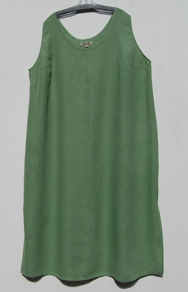 NEW FLAX WATERCRESS Medium Weight Linen Scoop Neck Sleeveless SLIPSTER Dress 1X