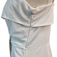 Colovos Size 4 RTR Designer Cream Midi Dress Asymmetrical Hem Side Zip Belted