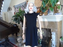 New Moschino CheapandChic Black Sheath Dress w. Beaded Stand Up Collar Size 4