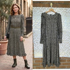 Essentiel Antwerp Python Ruffle Midi Dress Whimsigoth Snakeskin Boho 40 US 8