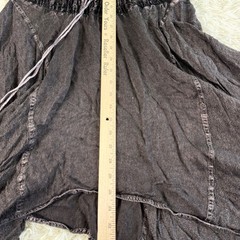 Gothic Fairy Grunge Lace Up Smocked Bell Sleeve Sharkbite Hem Dress Black Medium