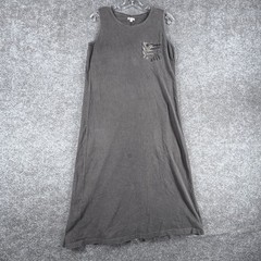 Billabong Sleeveless Maxi Dress Womens M Gray Printed Chest Pocket Midi Length