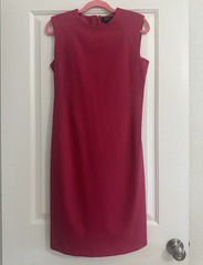 Theory Women’s 4 Pink Solid Sheath Dress Round Neck Sleeveless Knee