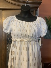 NWT Lapogee Anthropologie Maxi Boho Off/On Shoulder Dress Ivory Gold L