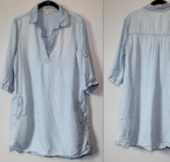 Cloth & Stone Dot Denim Chambray Tunic Top Faded Mini Shirt Dress Size Medium