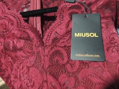 Womens Miusol Dress Lace Lined XXL Wine Zip 3/4 Sleeves V Neck