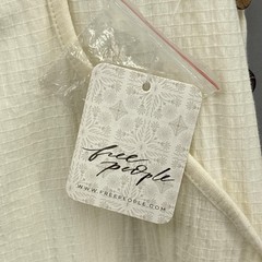 Free People Dress Small White White Sleeveless VNeck Swing Mini Button Ties Boho