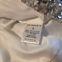 Retrofête White Silver Strapless Sequin Kameron Embellished Mini Dress Large