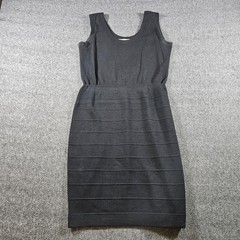 Vintage St John Dress Womens Medium Black Knit Sleeveless Sheath Made USA 90s