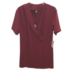 New Bobeau Womens Small Maroon Short Sleeve V Neck Pullover Dress Size S