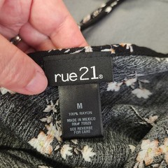 RUE21 Mini Dress Womens M Black Multi Floral Ditzy Cottagecore Dark Boho Summer