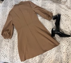 Tibi Dress Camel Long Sleeve Mock Neck Sz 10 Minimalist A-line