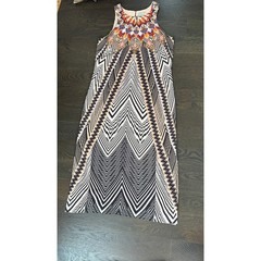 HD In Paris Anthropologie Silk Sleeveless Midi Dress Colorful Boho Resort 8