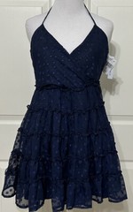 NWT Xtraordinary size 5 navy blue polka dot tiered fit & flare dress juniors