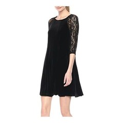 Dress black 3/4 Lace Sleeve no wrinkle Polyester spandex blend comfortable Med