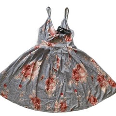 FancyInn Halter Dress Mini Cutout Striped Floral Spaghetti Straps Womens M Blue
