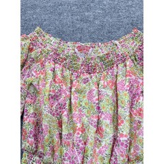 Leyden Womens Floral Smocked Off Shoulder Mini Dress Pink Orange Green Small