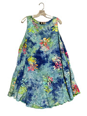 Vintage 90s Y2K Island Batiks Hawaii Dress One Size Blue Tropical Floral Resort