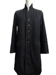 45rpm Indigo Dyed Denim Coat with Lace Flower Embroidery A-Line Used Japan