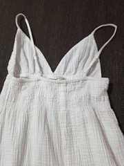 Sim & Sam White Solid Smocked V-Neck Strappy Maxi Dress Long Size S
