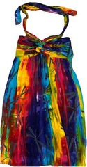 2 Batik Tie Dye Halter Sun Dresses, One Size, Rainbow Colorful, Festivals