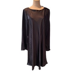 The Occasion by Old Navy Womens XL Black Polka Dot Satin Shift Dress Long Sleeve