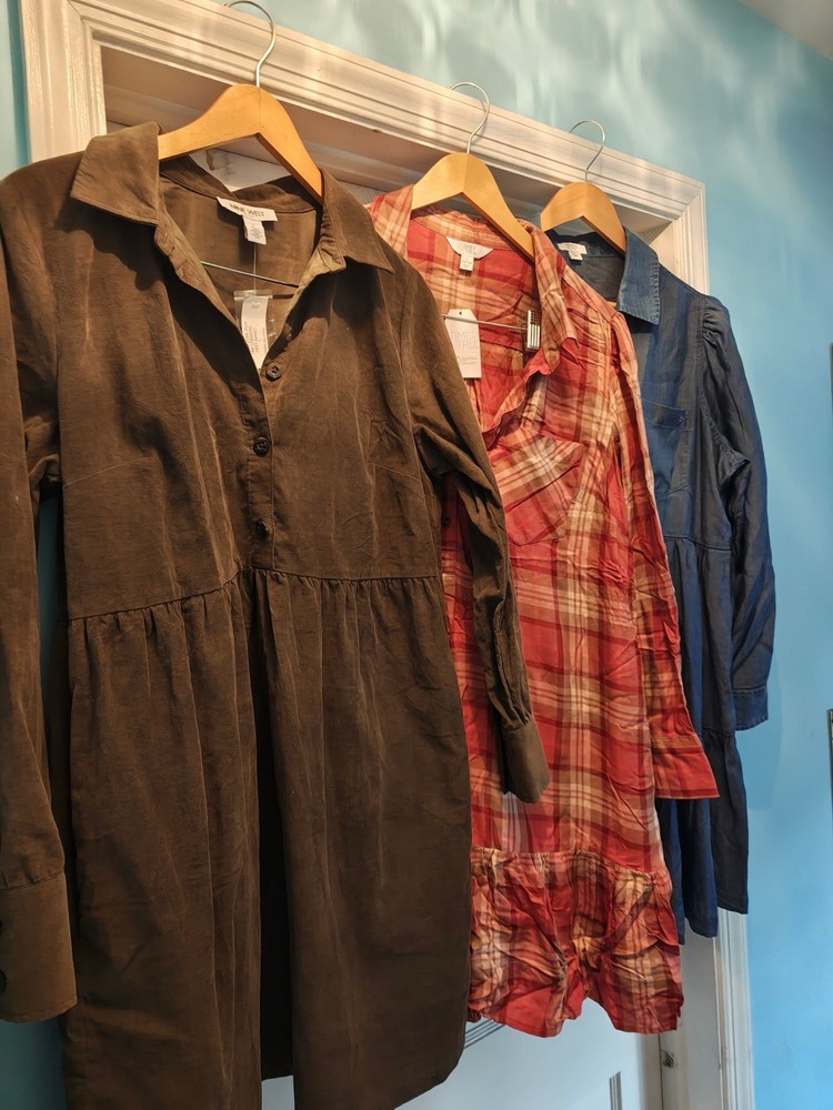 NWT Long Sleeve Collared Button Down Knee Length Dress Bundle