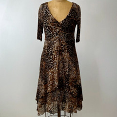 Karen Kane Dress Women Small Leopard Shift Layer Lined USA Work Party Core Ex