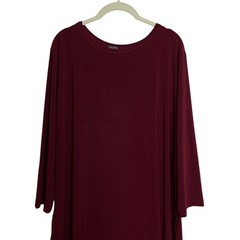 Clara Sun Woo Womens Slinky Knit Dress 1X Burgundy Midi Side Slits Stretch USA