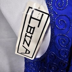Ibiza 100% Silk Beaded Dress with Polyester Lining Royal Blue Size M
