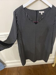 Lila Rose Shift Dress Size 14 EUC Black White Long Sleeve Knee Length
