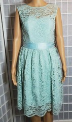 NWT TEVOLIO WOMEN&rsquo;S SLEEVELESS LACE DRESS GREEN ROUND NECK SIZE 6