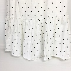 See U Soon Womens Large Linen Dress White Black Polka Dot Tie Back Midi Maxi NEW