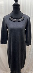 Boden Gray Embellished Knit Sweater Dress 3/4 Sleeve UK 10 US 6R