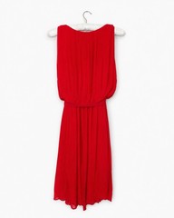 Salvatore Ferragamo Vintage Red Pleated Silk Blend Midi Dress & Slip IT 44 UK 12