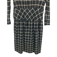 11/12 Prince David 1980s Business Wear Black White Winter Dress Red Pocket Squar