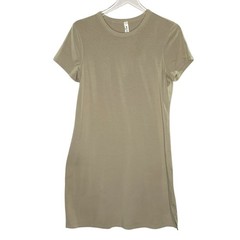 Lululemon 6 Classic Fit Cotton Blend T Shirt Dress Raw Linen Short Sleeve