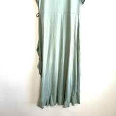 Peruvian Connection Tie-Front Wrap Midi Dress Size Small Green Pima Cotton Blend