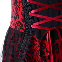 Womens Steampunk Lace Up High Low Lace Evening Corset Gothic Dress Plus Size