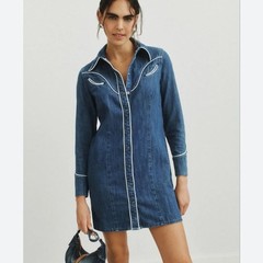 Wrangler rodeo dress dreamin Blue Denim Jean Western NEW XS Cowgirl cotton