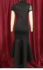 A: Formal Dress Women Elegant High Neck Maxi Black Evening Celibrity 4pcs